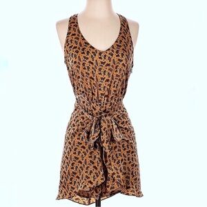 SHOW ME YOUR MUMU Romper Womens Small Gold Paisley Alexandria Belted Jumper NEW